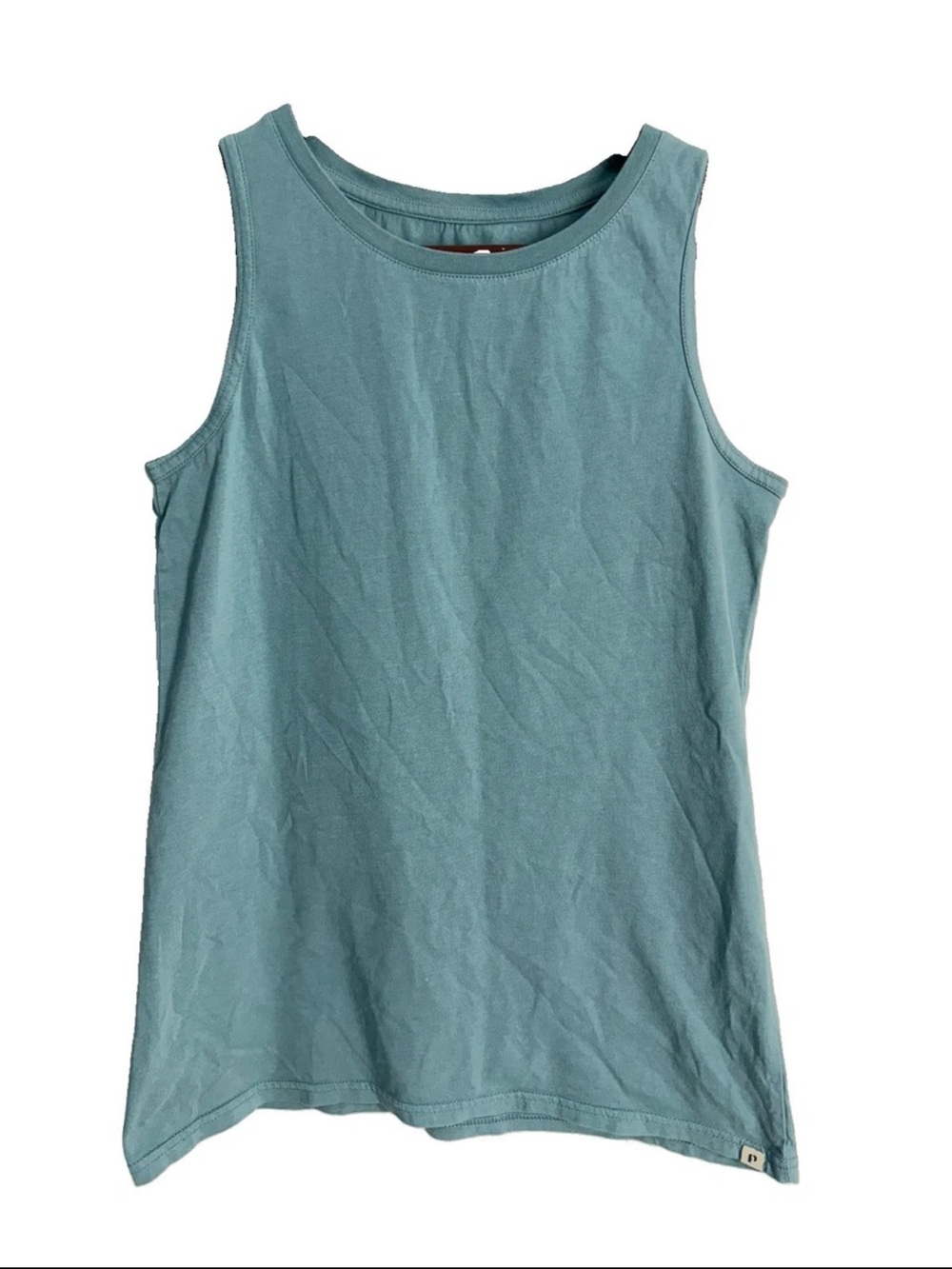 Pact Organic Cotton High Neck Sleeveless Tank Top Blue Green